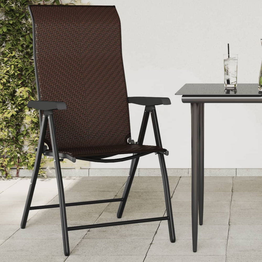 vidaXL Folding Chairs 8 pcs Brown Poly Rattan