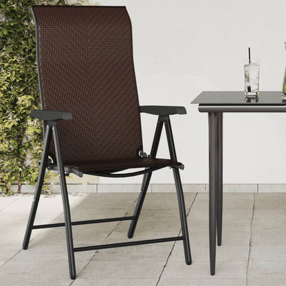 vidaXL Folding Chairs 8 pcs Brown Poly Rattan 1
