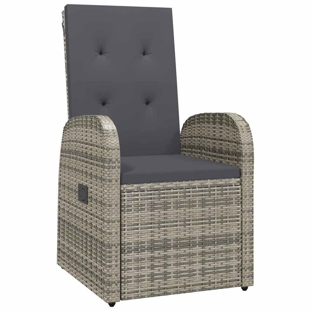 vidaXL 7 Piece Garden Dining Set with Cushions Grey Poly Rattan 3