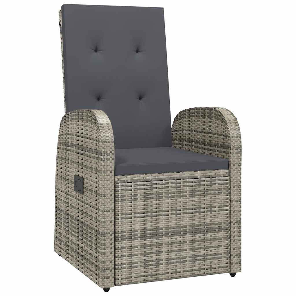 vidaXL 9 Piece Garden Dining Set with Cushions Grey Poly Rattan 3