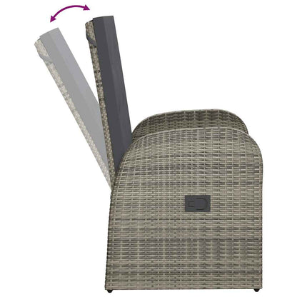 vidaXL 9 Piece Garden Dining Set with Cushions Grey Poly Rattan 5
