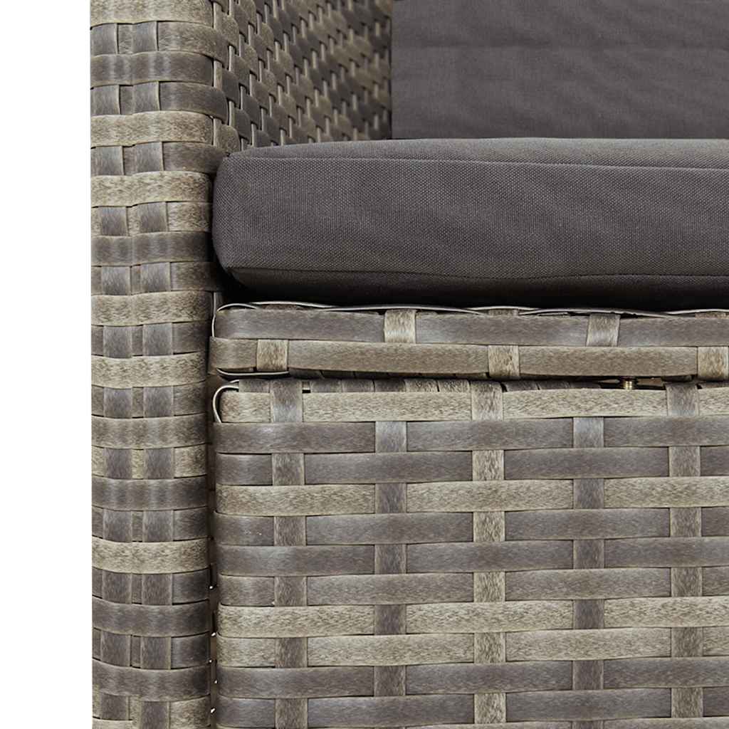 vidaXL 9 Piece Garden Dining Set with Cushions Grey Poly Rattan 6