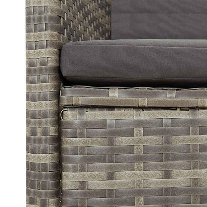 vidaXL 9 Piece Garden Dining Set with Cushions Grey Poly Rattan 6