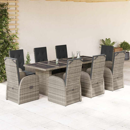 vidaXL 9 Piece Garden Dining Set with Cushions Grey Poly Rattan 1