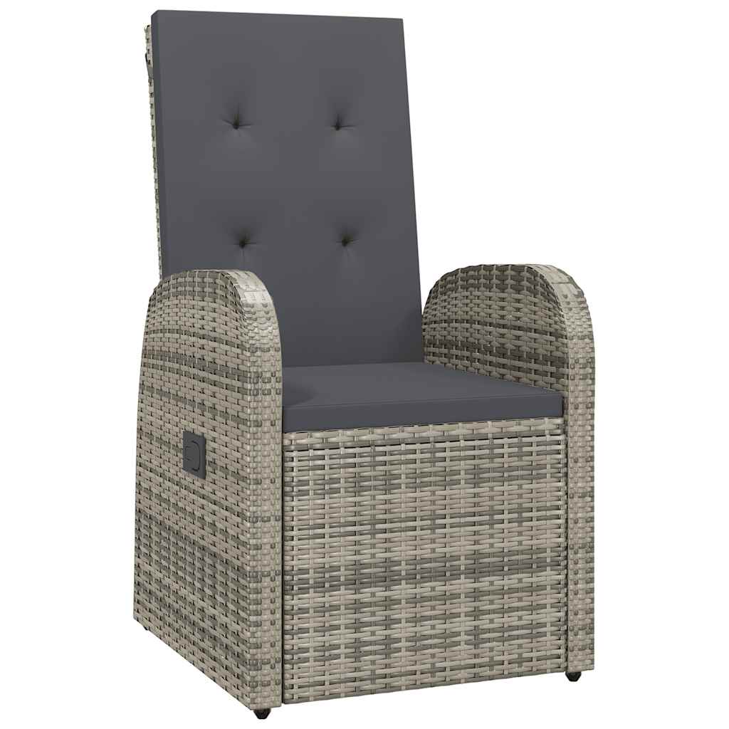 vidaXL 11 Piece Garden Dining Set with Cushions Grey Poly Rattan 3