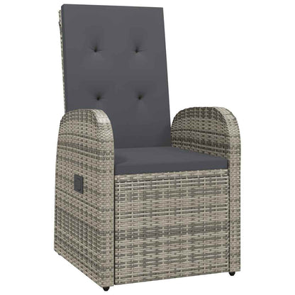 vidaXL 11 Piece Garden Dining Set with Cushions Grey Poly Rattan 3