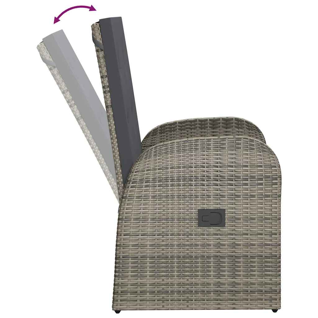 vidaXL 11 Piece Garden Dining Set with Cushions Grey Poly Rattan 5