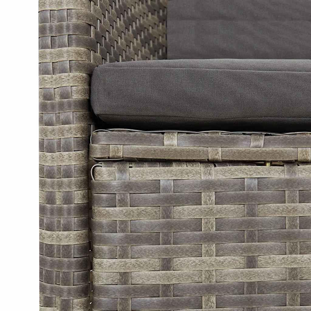 vidaXL 9 Piece Garden Dining Set with Cushions Grey Poly Rattan 5