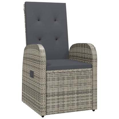 vidaXL 11 Piece Garden Dining Set with Cushions Grey Poly Rattan 3