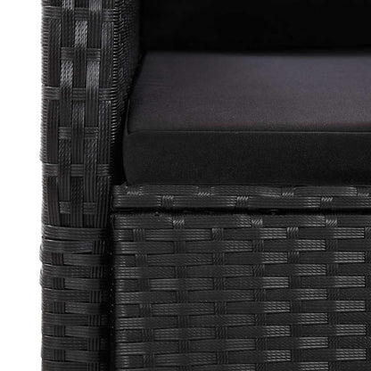 vidaXL 7 Piece Garden Dining Set with Cushions Black Poly Rattan 6