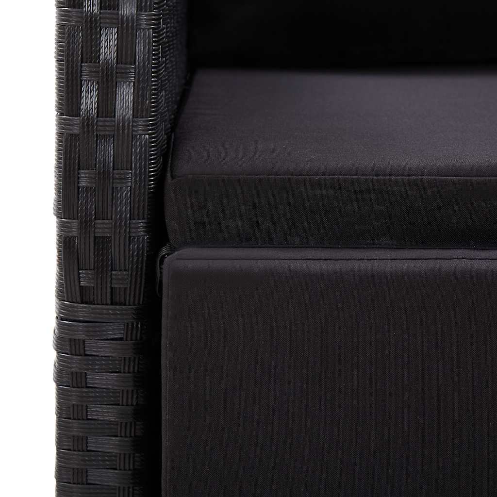vidaXL 7 Piece Garden Dining Set with Cushions Black Poly Rattan 5