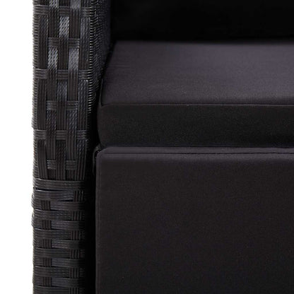 vidaXL 7 Piece Garden Dining Set with Cushions Black Poly Rattan 5