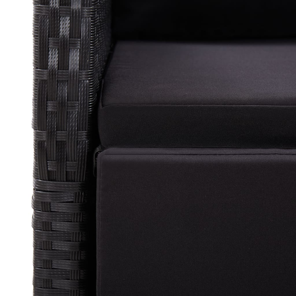vidaXL 9 Piece Garden Dining Set with Cushions Black Poly Rattan 5