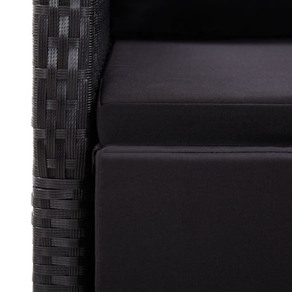vidaXL 9 Piece Garden Dining Set with Cushions Black Poly Rattan 5