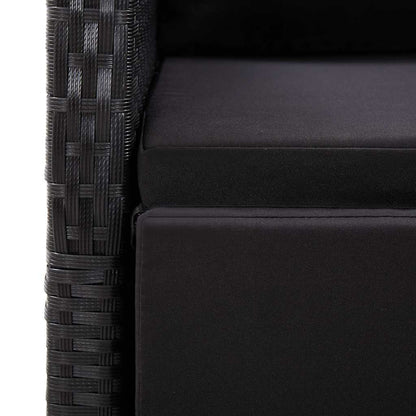 vidaXL 11 Piece Garden Dining Set with Cushions Black Poly Rattan 5