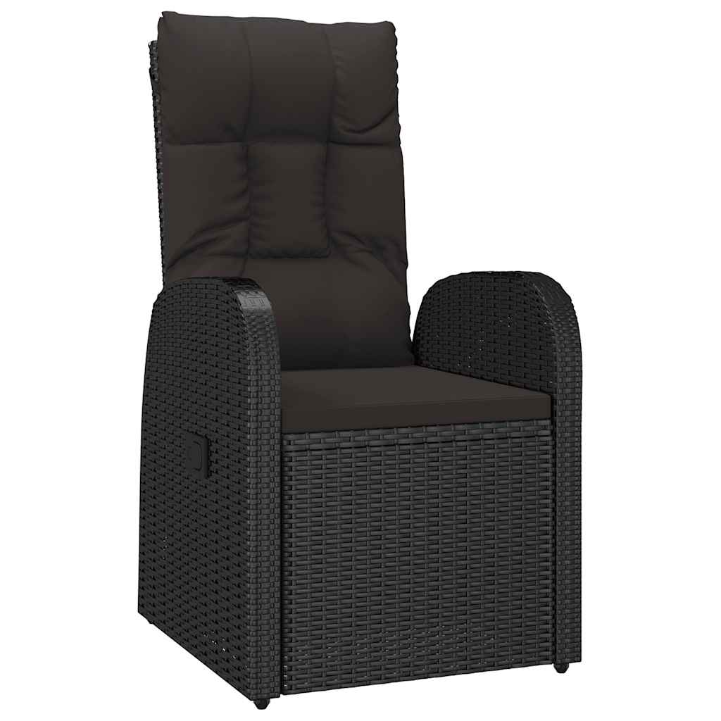 vidaXL 11 Piece Garden Dining Set with Cushions Black Poly Rattan 3