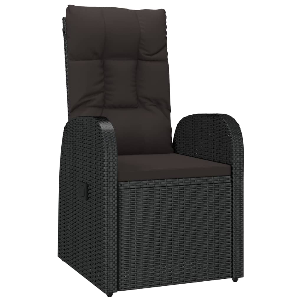 vidaXL 7 Piece Garden Dining Set with Cushions Black Poly Rattan 3