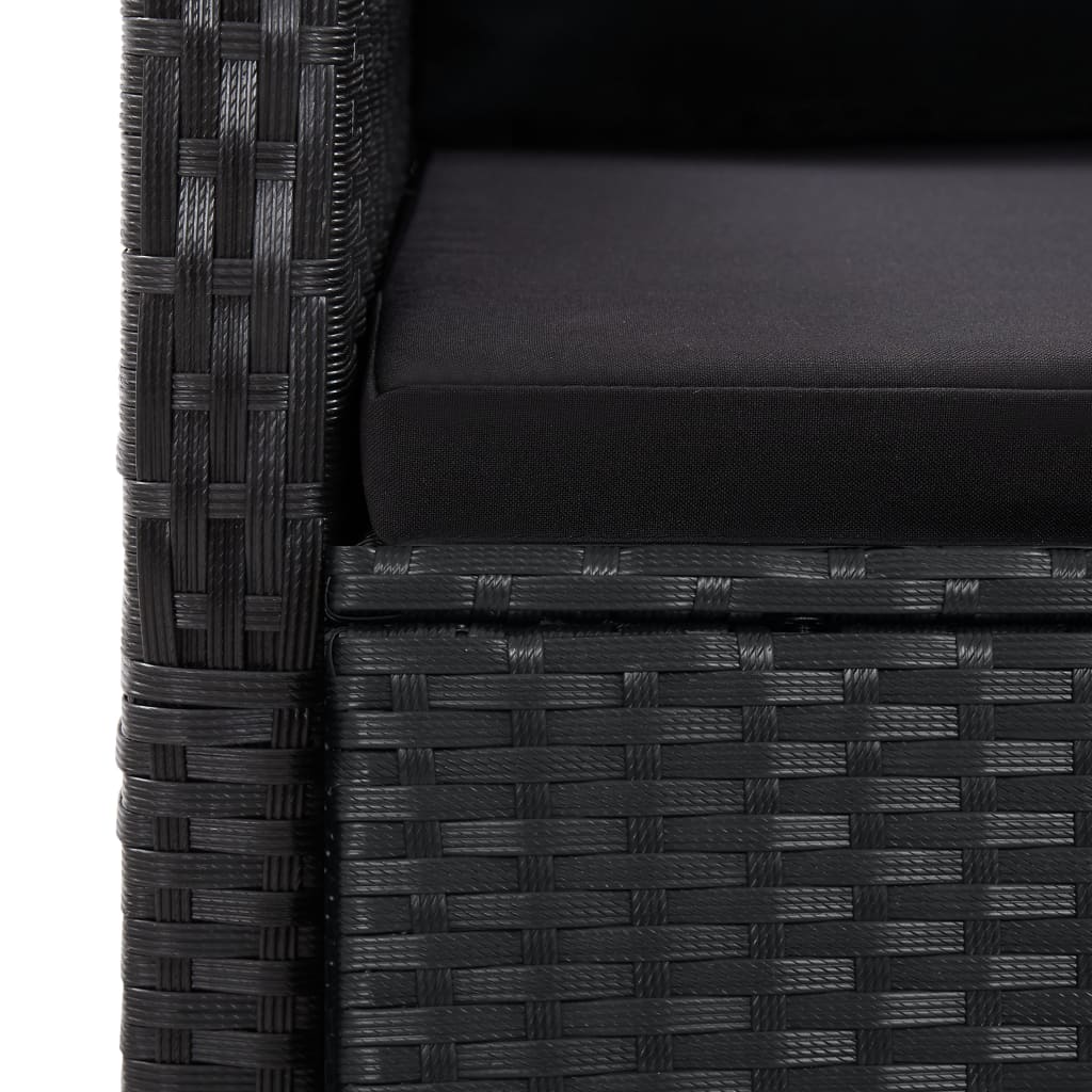 vidaXL 7 Piece Garden Dining Set with Cushions Black Poly Rattan 6