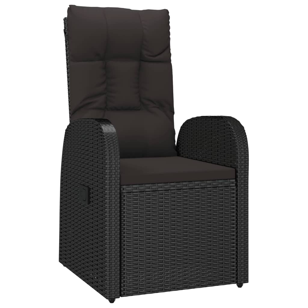 vidaXL 9 Piece Garden Dining Set with Cushions Black Poly Rattan 3