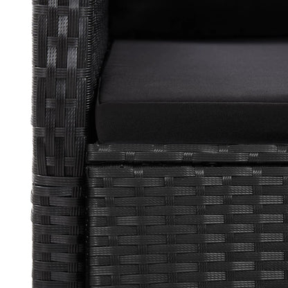 vidaXL 9 Piece Garden Dining Set with Cushions Black Poly Rattan 6
