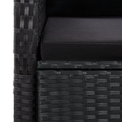 vidaXL 11 Piece Garden Dining Set with Cushions Black Poly Rattan 6