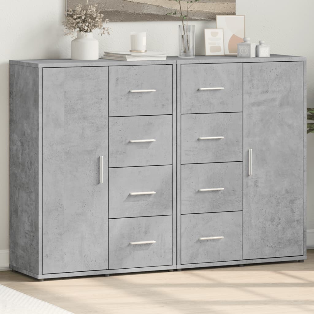 Sideboards 2 pcs 60x31x84 cm Engineered Wood Concrete grey