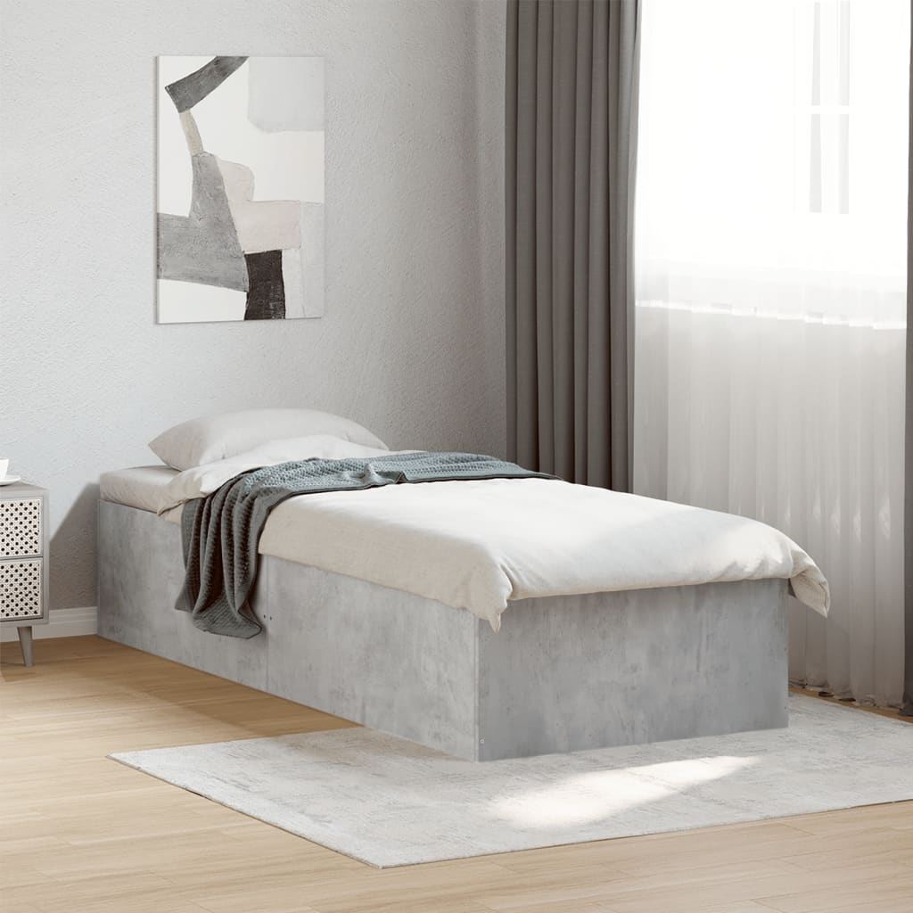 Bed Frame without Mattress Length 190 cm Height 35 cm Concrete grey 75 cm