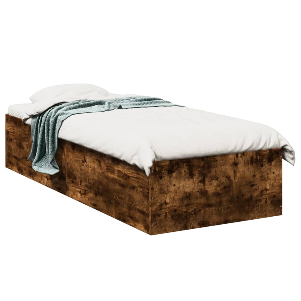 Bed Frame without Mattress Length 190 cm Height 35 cm Smoked oak 75 cm