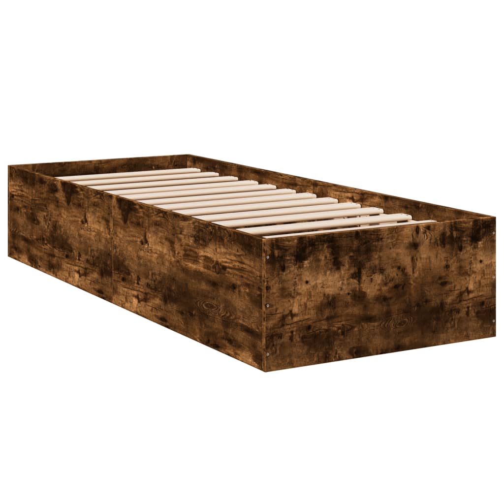 Bed Frame without Mattress Length 190 cm Height 35 cm Smoked oak 75 cm