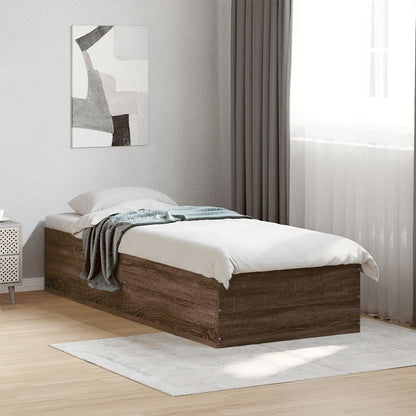 Bed Frame without Mattress Length 190 cm Height 35 cm Brown oak 75 cm