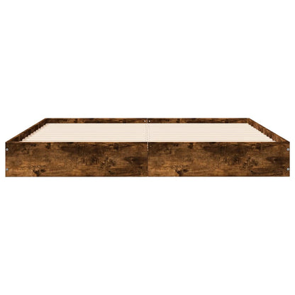 Bed Frame without Mattress Engineered Wood Length 200 cm Height 17 cm Smoked Oak 140 cm