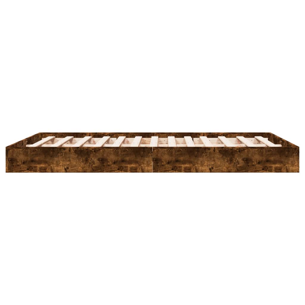 Bed Frame without Mattress Engineered Wood Length 200 cm Height 17 cm Smoked Oak 140 cm