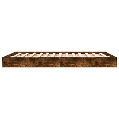 Bed Frame without Mattress Engineered Wood Length 200 cm Height 17 cm Smoked Oak 140 cm