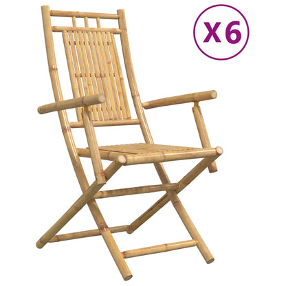 vidaXL Folding Chairs 6 pcs 53x66x99 cm Bamboo 2