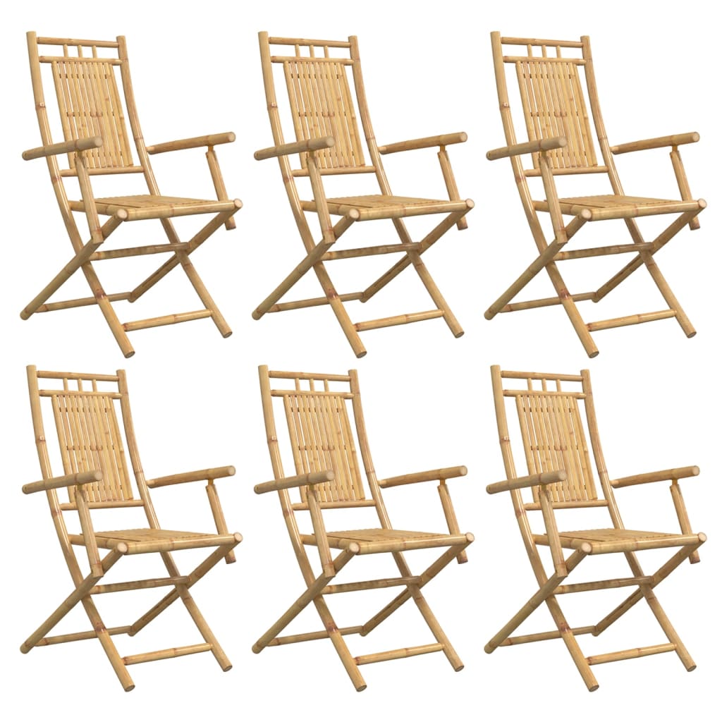 vidaXL Folding Chairs 6 pcs 53x66x99 cm Bamboo 4