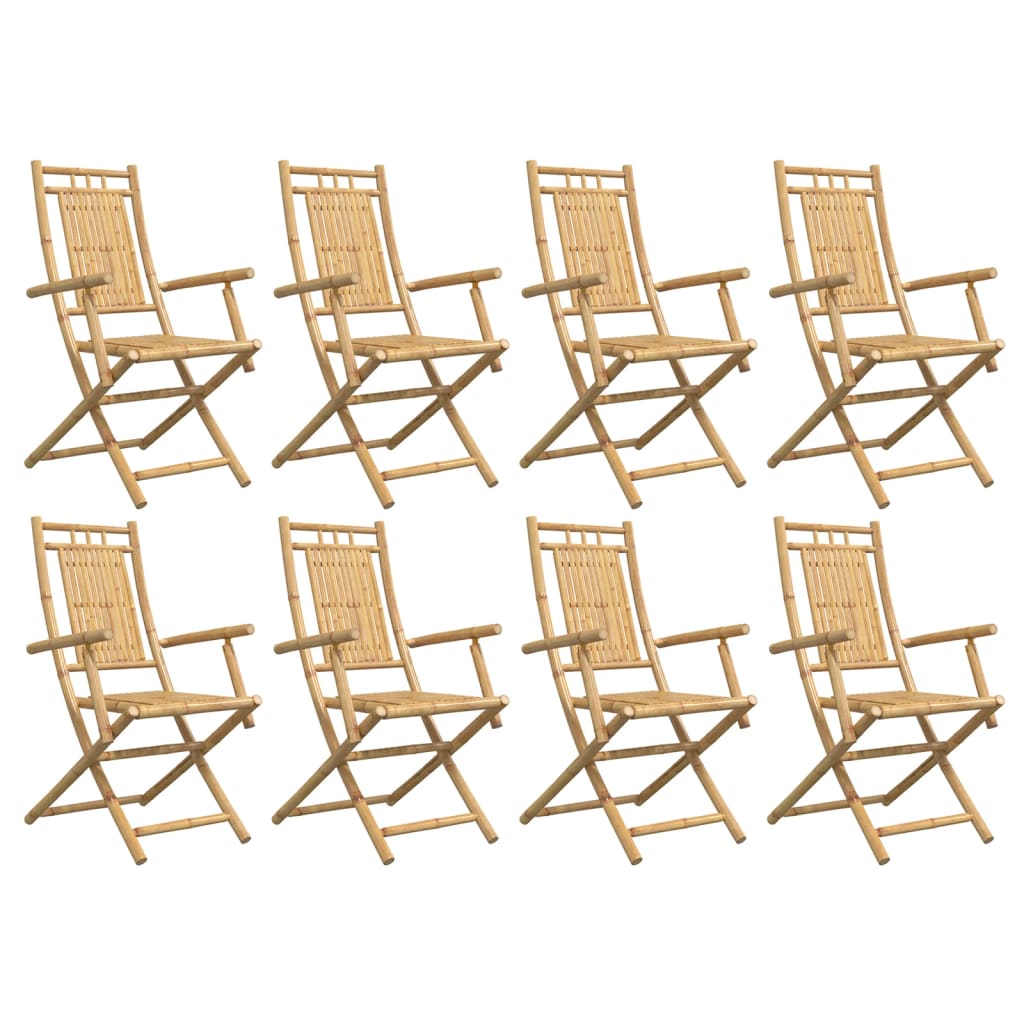 vidaXL Folding Chairs 8 pcs 53x66x99 cm Bamboo 4