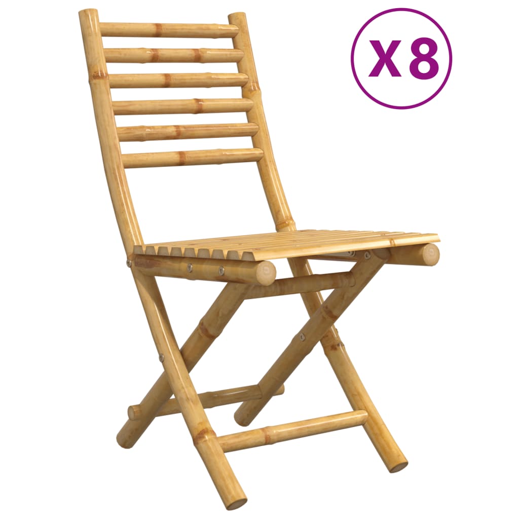 vidaXL Folding Chairs 8 pcs 43x54x88 cm Bamboo 2