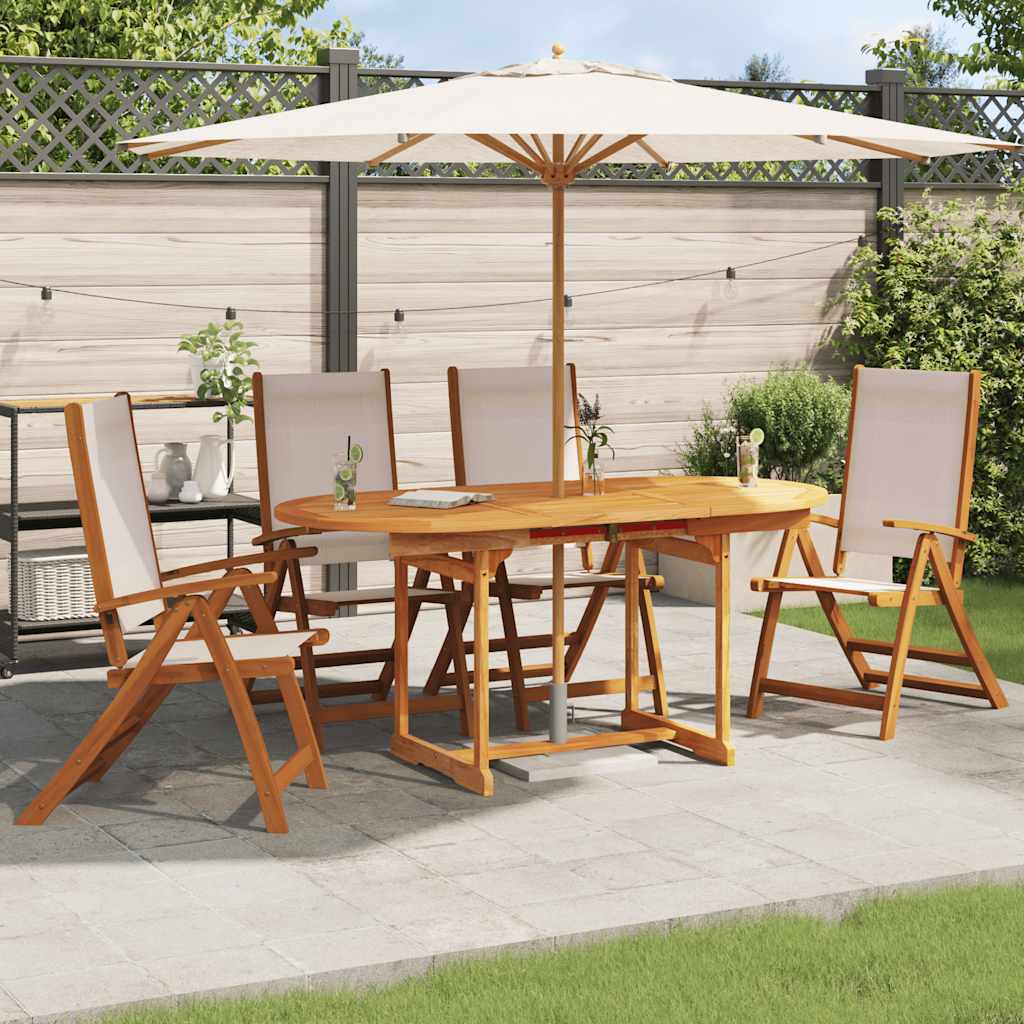 vidaXL Folding Chairs Solid Wood Acacia and Textilene