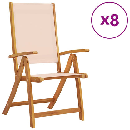 vidaXL Folding Chairs 8 pcs Solid Wood Acacia and Textilene 2