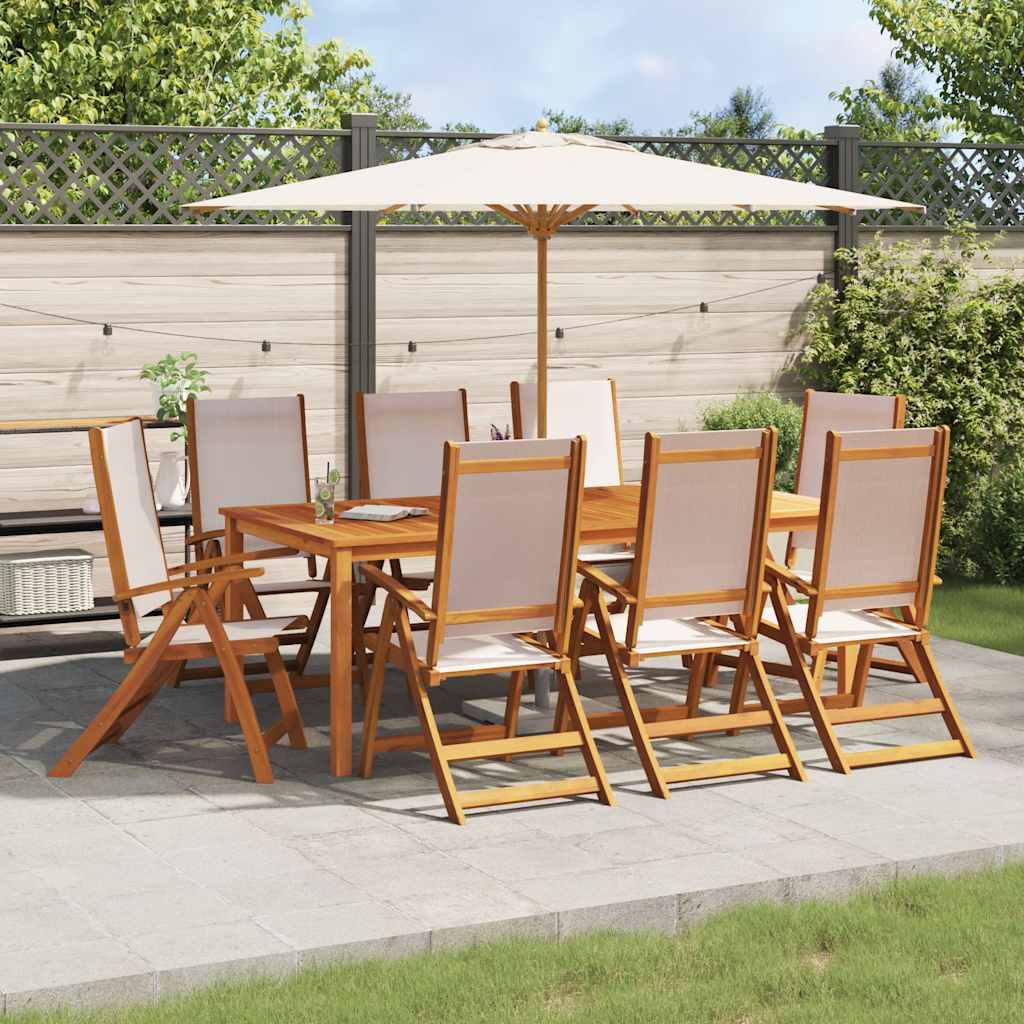 vidaXL Folding Chairs 8 pcs Solid Wood Acacia and Textilene 1