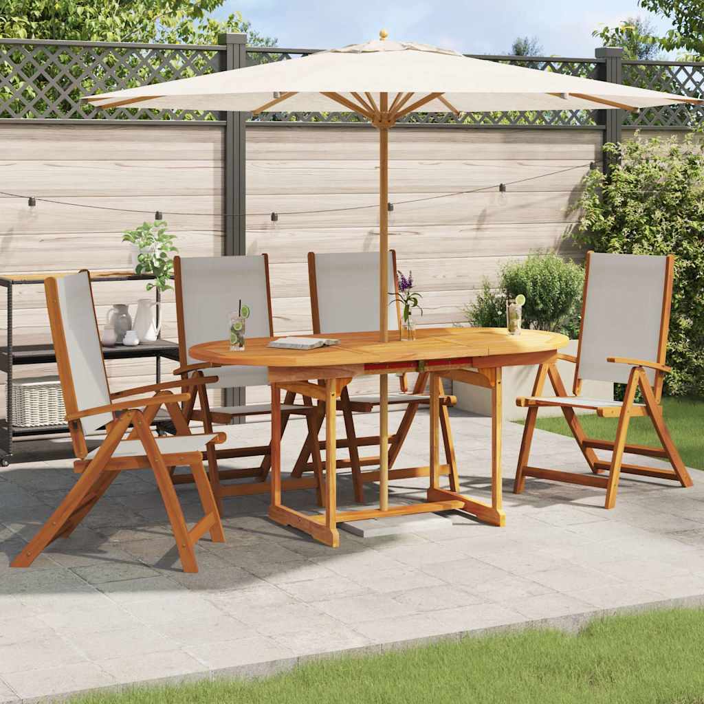 vidaXL Folding Chairs Solid Wood Acacia and Textilene