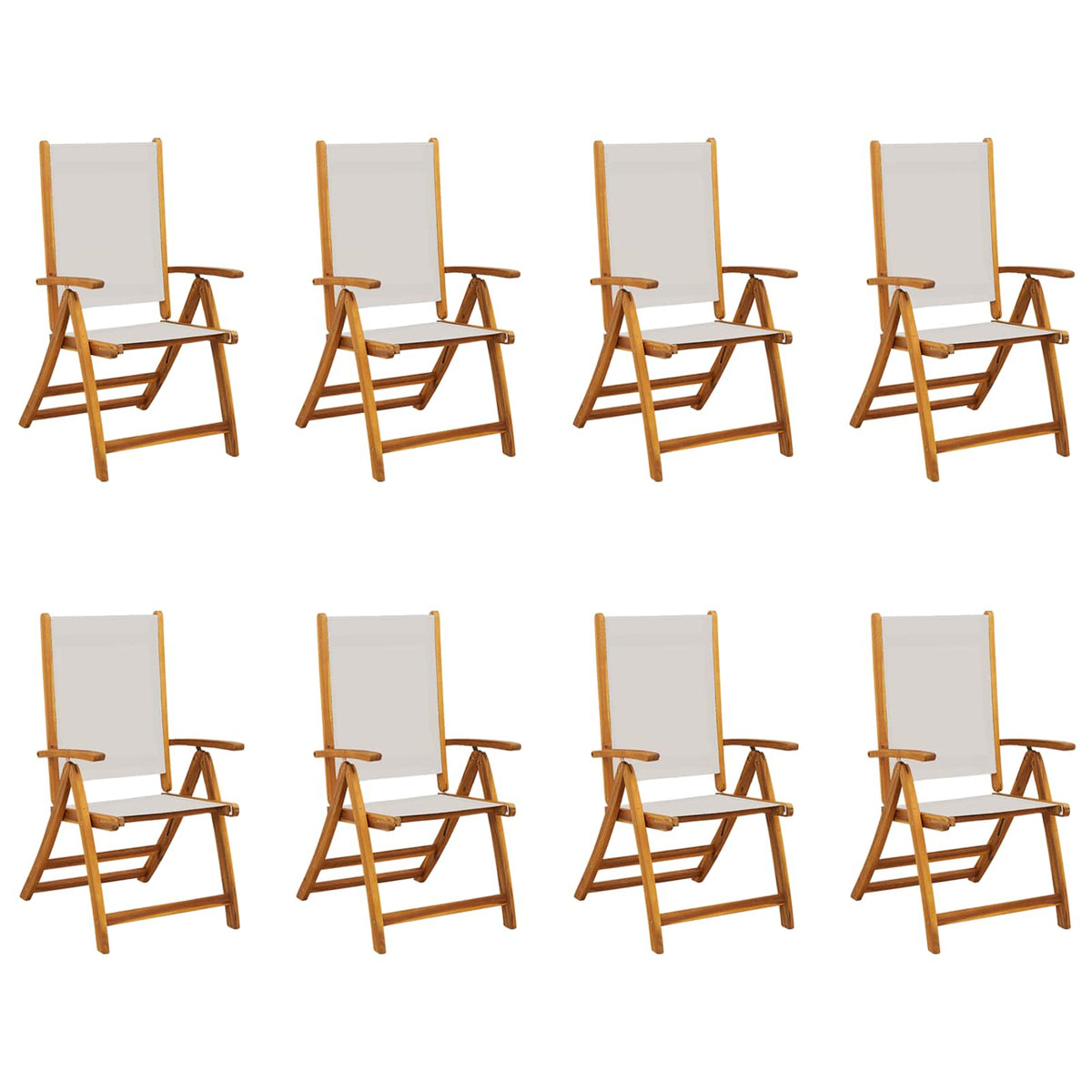 vidaXL Folding Chairs 8 pcs Solid Wood Acacia and Textilene 2