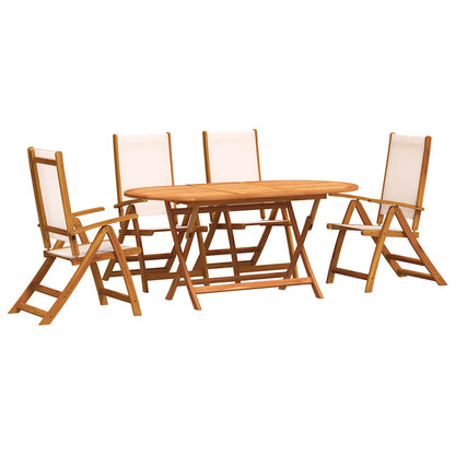 vidaXL 5 Piece Garden Dining Set Solid Wood Acacia and Textilene 2