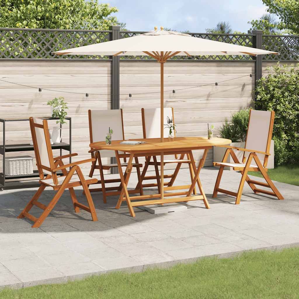 vidaXL 5 Piece Garden Dining Set Solid Wood Acacia and Textilene 1