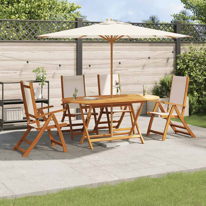 vidaXL 5 Piece Garden Dining Set Solid Wood Acacia and Textilene 1