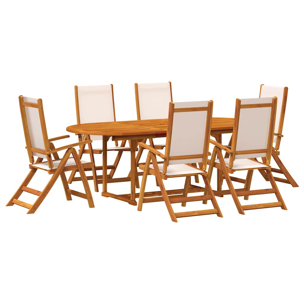 vidaXL 7 Piece Garden Dining Set Solid Wood Acacia and Textilene 2