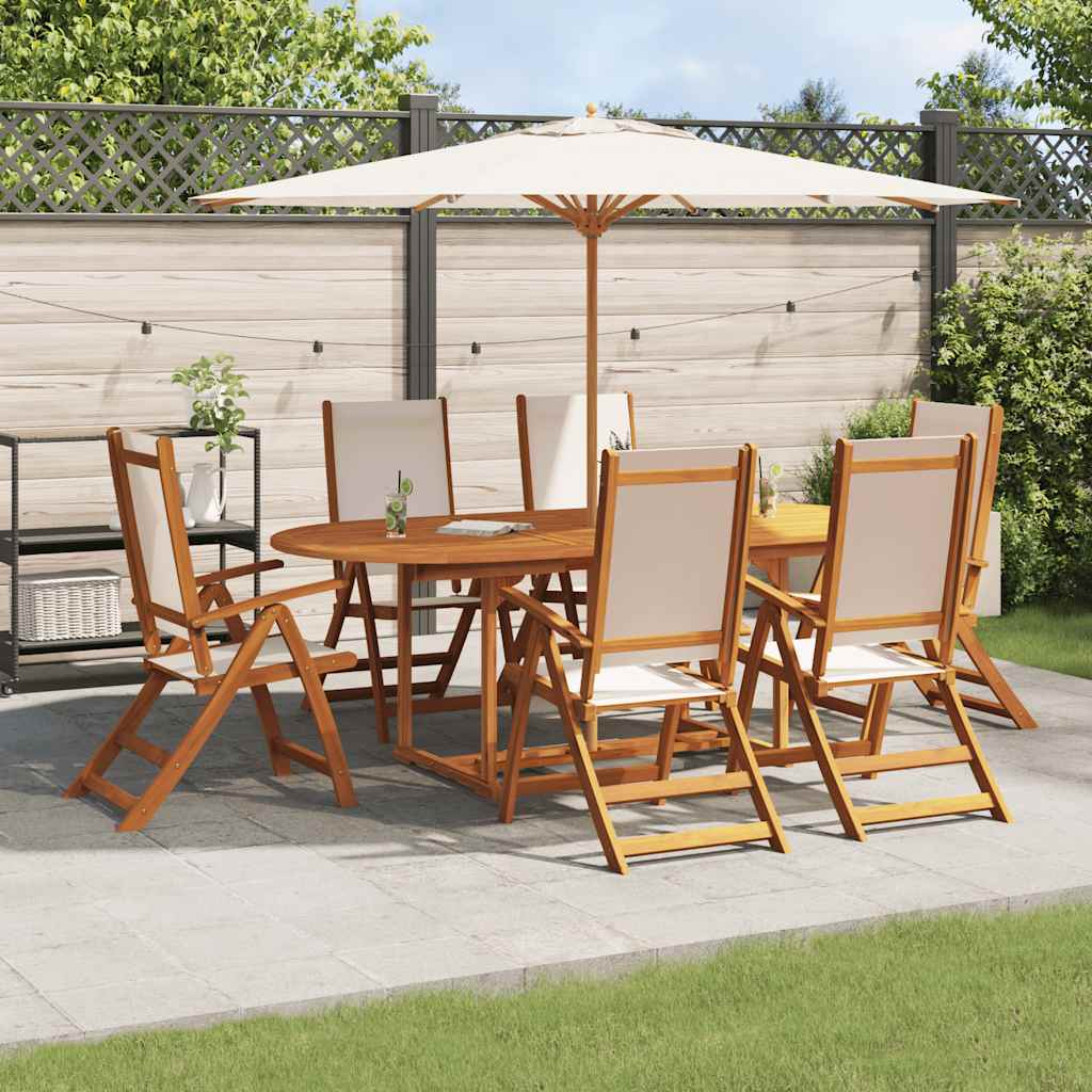 vidaXL 7 Piece Garden Dining Set Solid Wood Acacia and Textilene 1