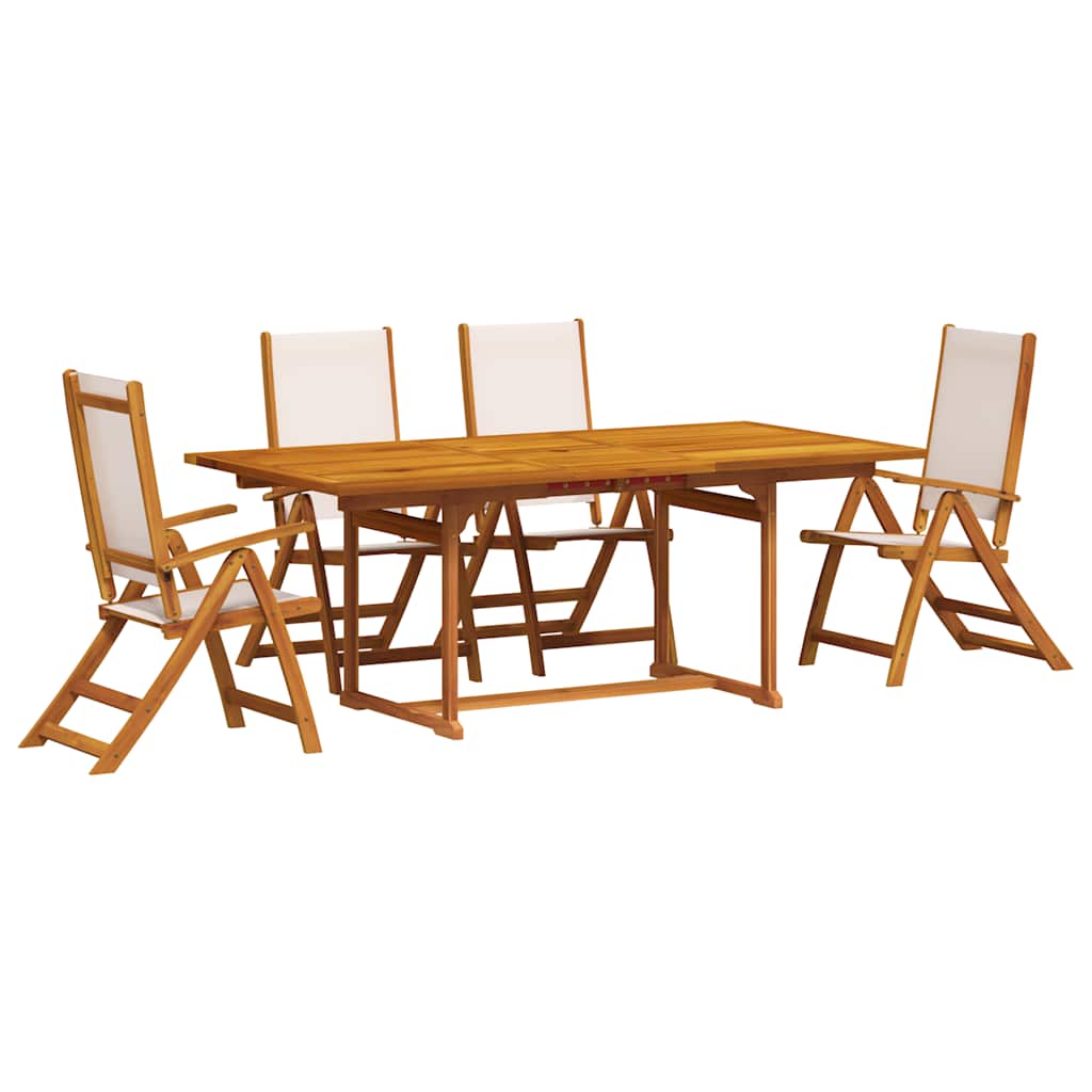 vidaXL 5 Piece Garden Dining Set Solid Wood Acacia and Textilene 2