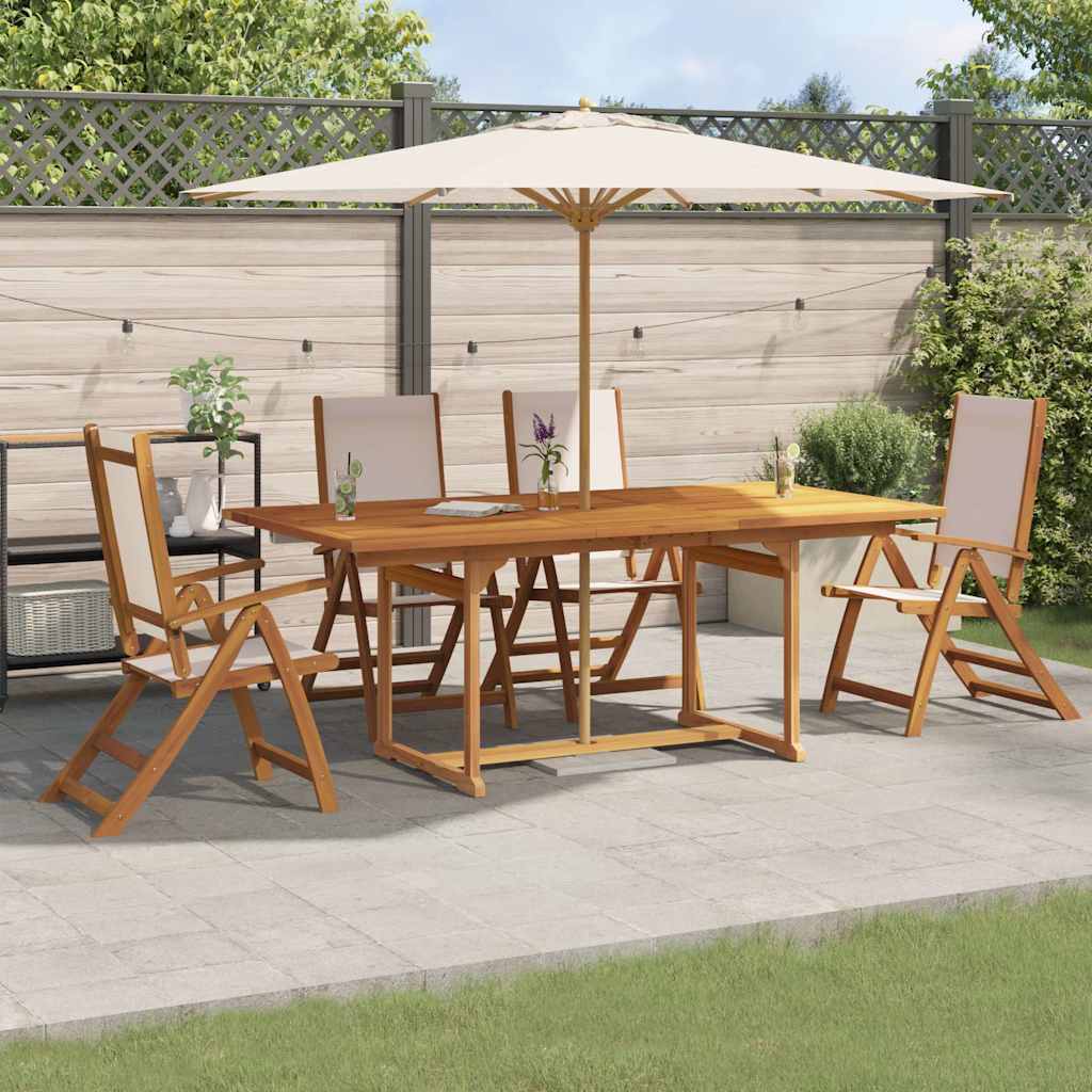 vidaXL 5 Piece Garden Dining Set Solid Wood Acacia and Textilene 1