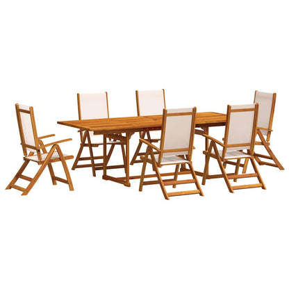 5 Piece Garden Dining Set Solid Wood Acacia and Textilene Cream 6 Rectangular